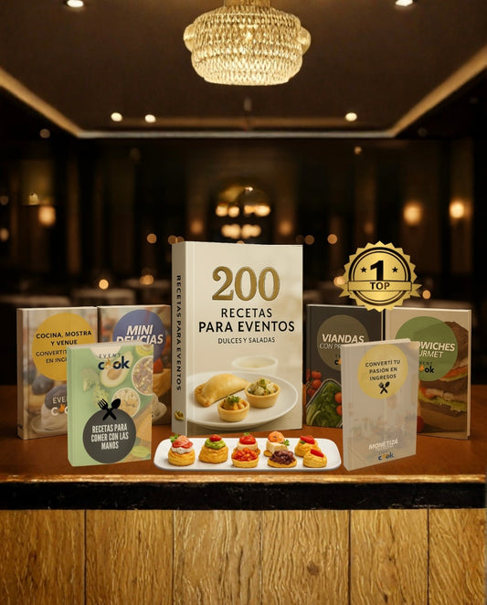 200 recetas para tus eventos + 6 bonus de regalo 🎁